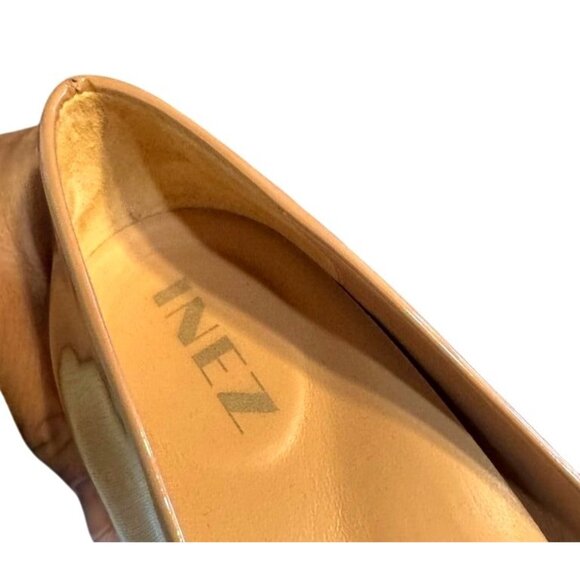 INEZ Frida Patent Leather Block Heels Tan Spanish 7M - Picture 3 of 5